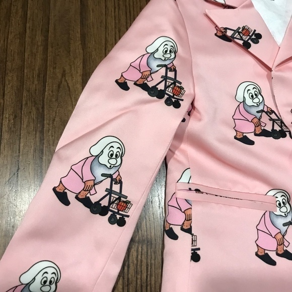 Caroline Bosman's Grumpy Dwarf Pink Button Blazer Size 4 - Picture 3 of 9